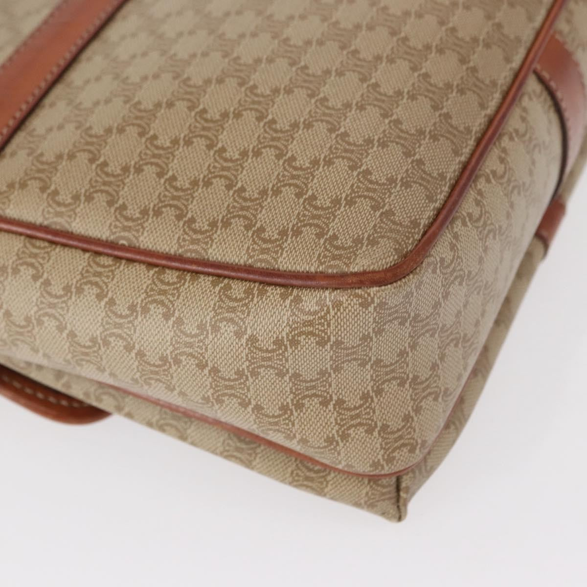 Celine Vintage Macadam Shoulder Bag Canvas and Leather, BEIGE, CANVAS, Shoulder bag