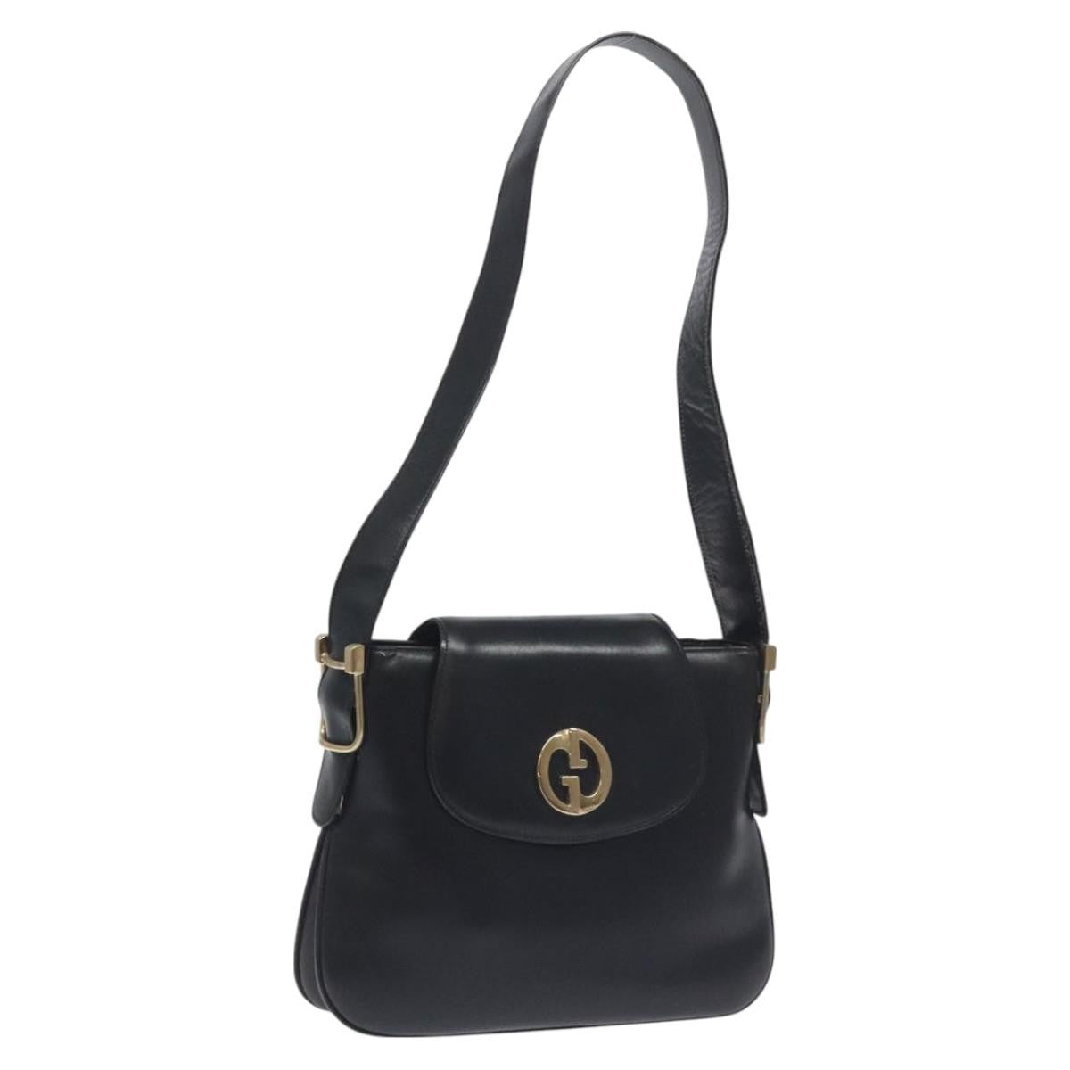 Gucci Vintage Flap Shoulder Bag Leather, BLACK, LEATHER, Shoulder bag
