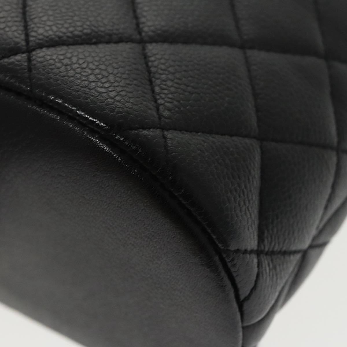 Chanel Vintage CC Zip Around Shoulder Bag Quilted Caviar, BLACK, LEATHER, Tote bag