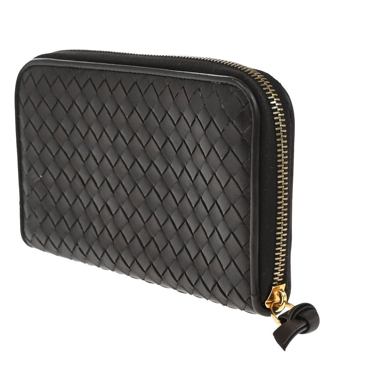 Bottega Veneta Intrecciato Long Zip  Wallet Leather, Brown, Leather, Wallet