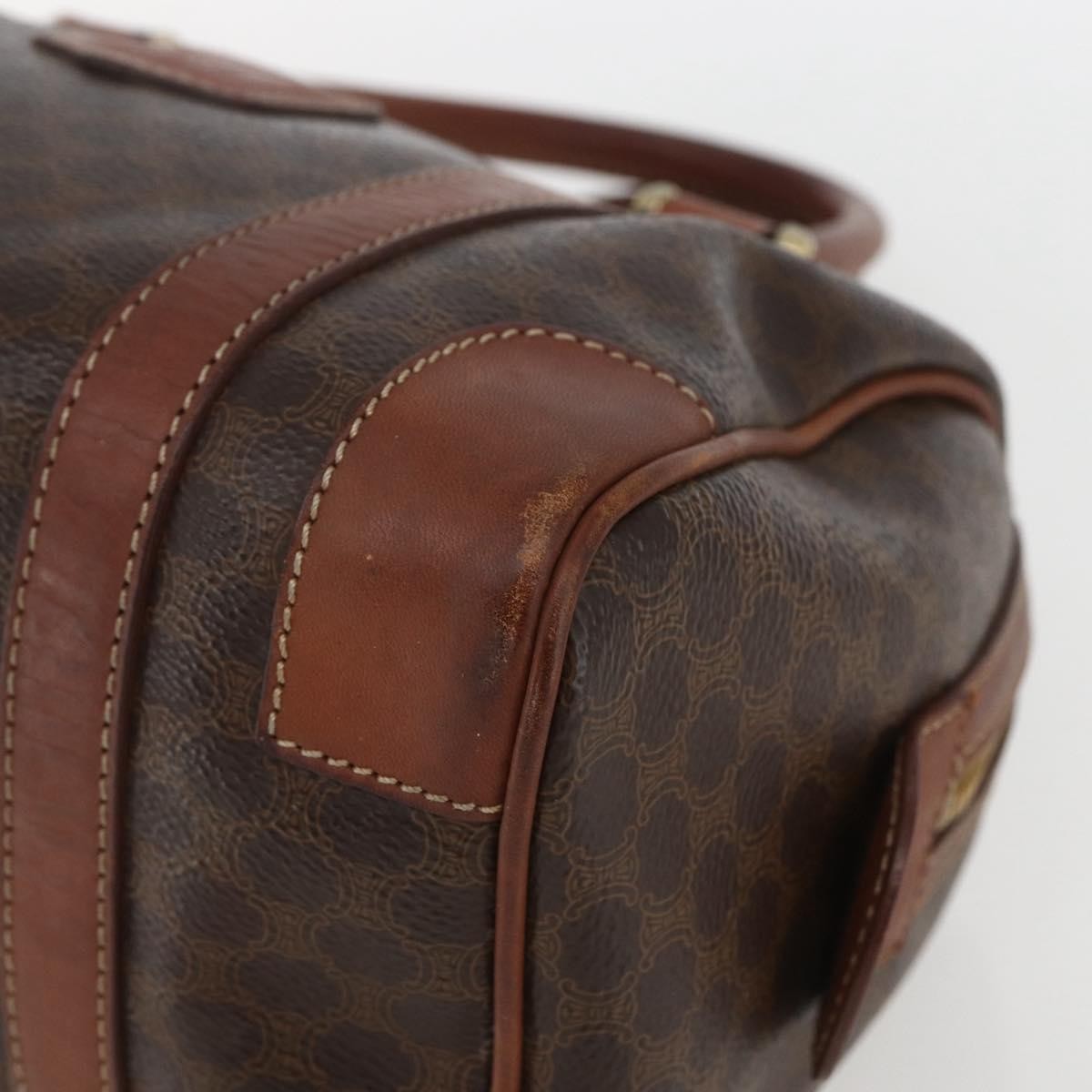 Celine Vintage Macadam Handbag Canvas and Leather, BROWN, CANVAS, Shoulder bag