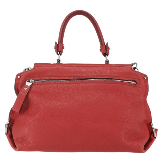 Salvatore Ferragamo Sofia Satchel Grainy Leather, RED, LEATHER, Handbag