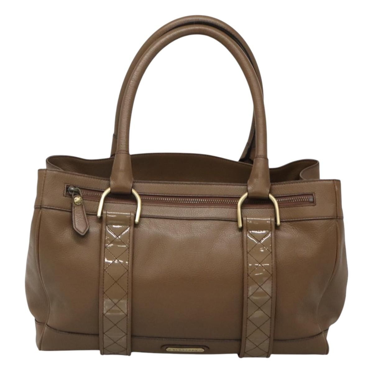 Burberry Nova Check Tote Leather, BROWN, LEATHER, Tote bag