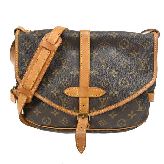 Louis Vuitton Saumur Handbag Monogram Canvas, BROWN, CANVAS, Shoulder bag