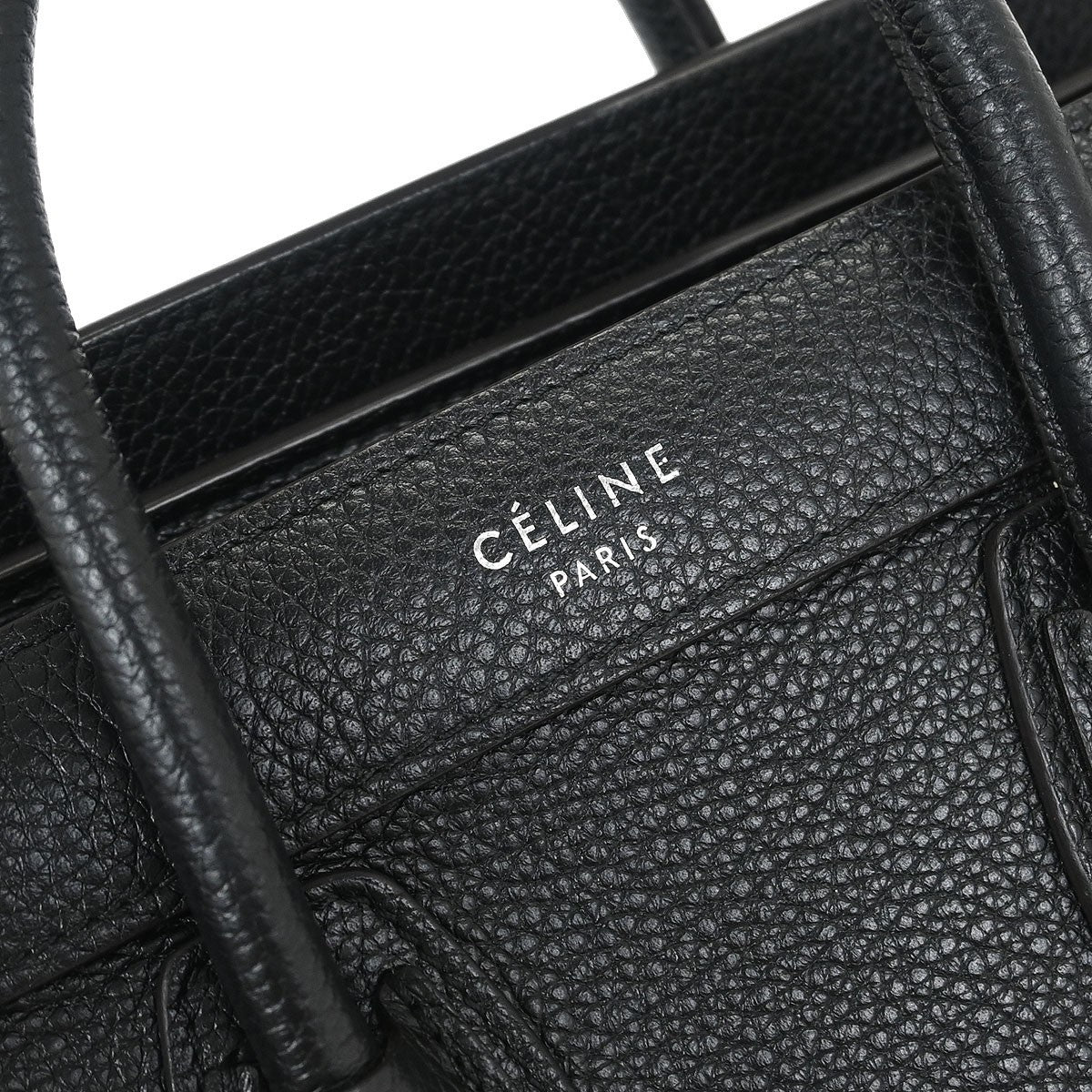 Celine Luggage Bag Grainy Leather, BLACK, LEATHER, Handbag