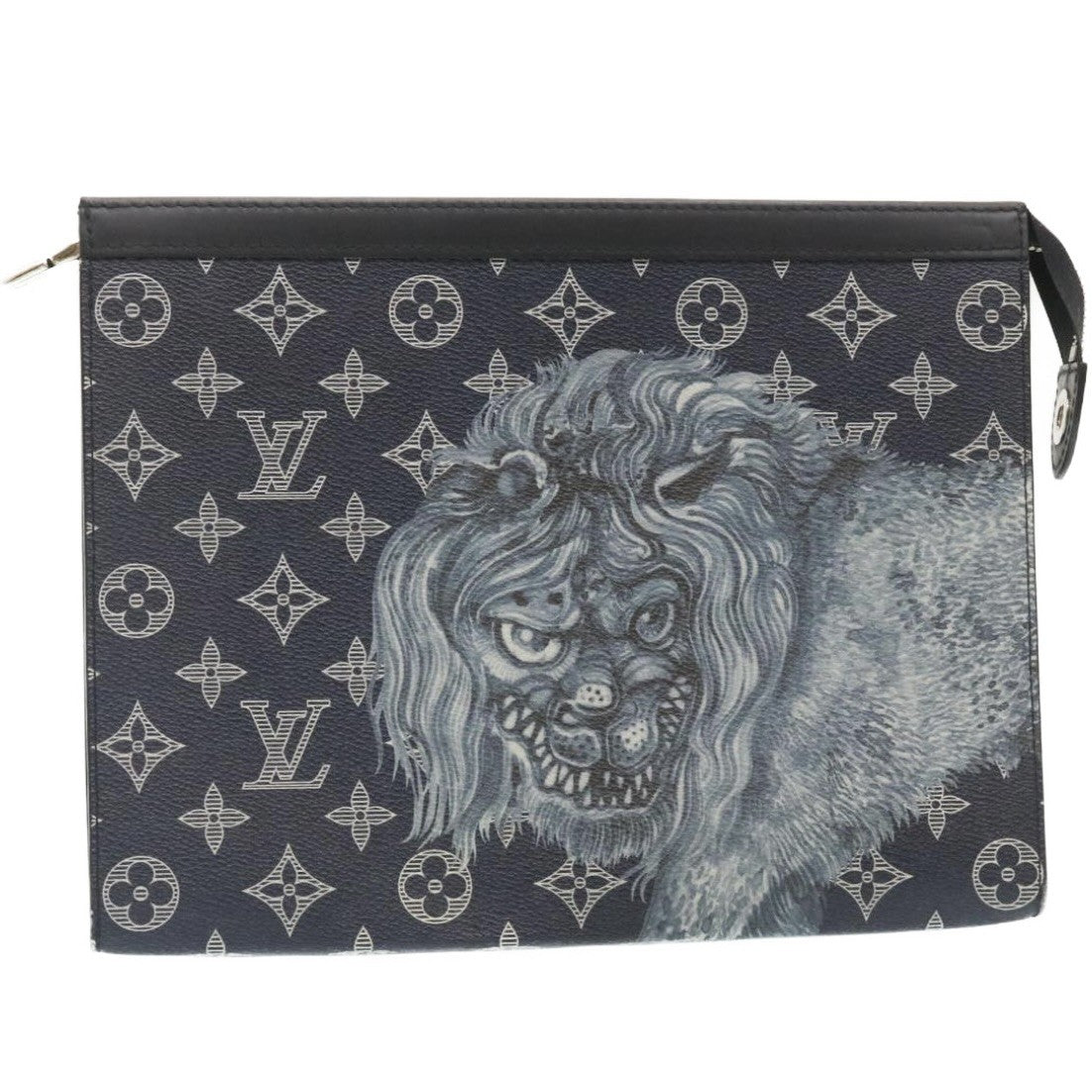 Louis Vuitton Pochette Voyage Limited Edition Chapman Savane Monogram Canvas, NAVY, CANVAS, Clutche & pouche