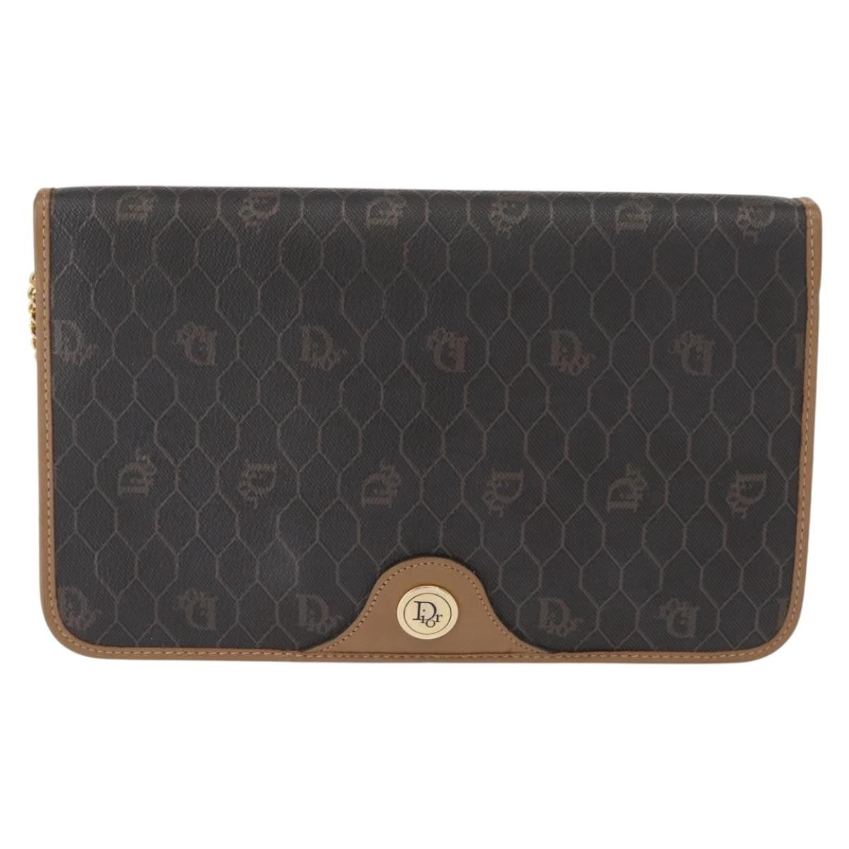 Christian Dior Vintage Honeycomb chain Canvas, BLACK, CANVAS, Shoulder bag