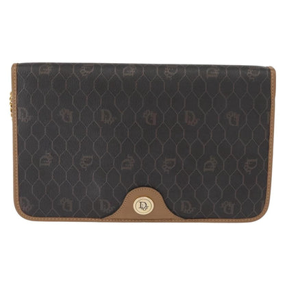 Christian Dior Vintage Honeycomb chain Canvas, BLACK, CANVAS, Shoulder bag