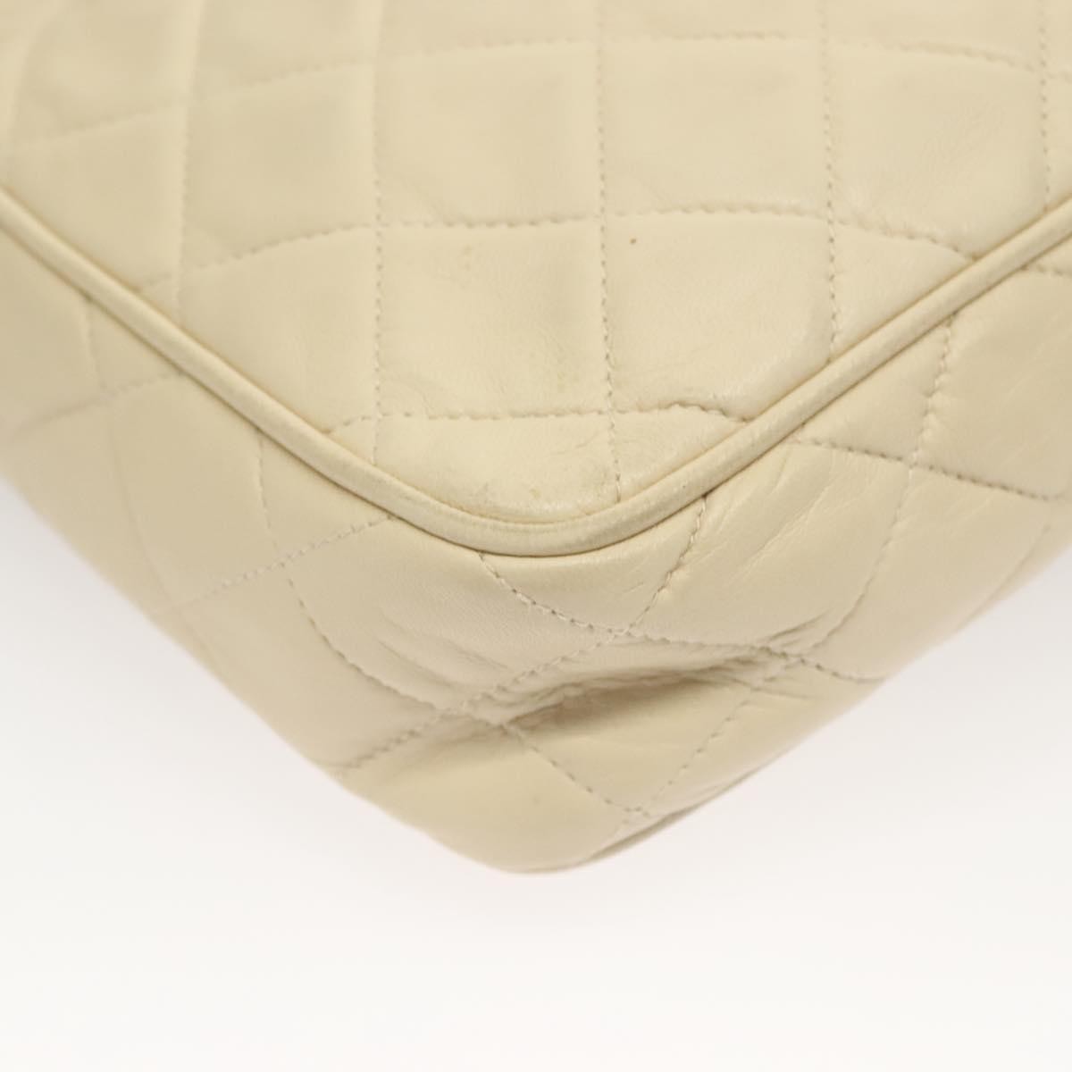 Chanel Vintage Front Pocket Camera Bag Quilted Lambskin, WHITE, LEATHER, Crossbody bag
