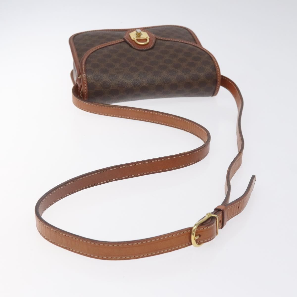 Celine Vintage Macadam Shoulder Bag Canvas and Leather, BROWN, CANVAS, Shoulder bag