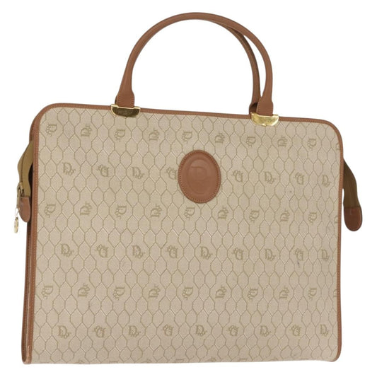Christian Dior Vintage Honeycomb Handbag Canvas Leather, BEIGE, CANVAS, Handbag