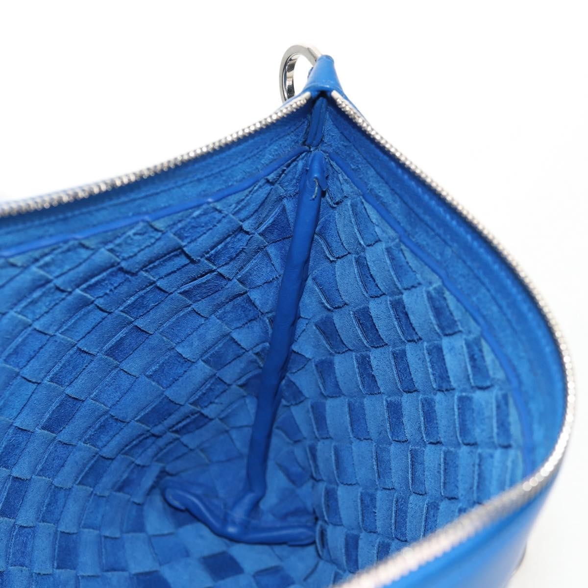 Bottega Veneta Zip Pouch Intrecciato Nappa, BLUE, LEATHER, Clutche & pouche