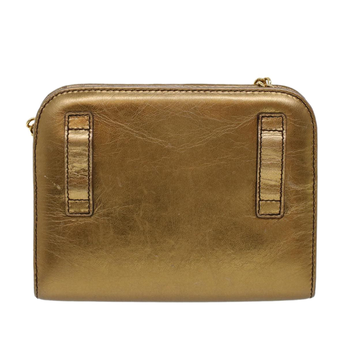 Salvatore Ferragamo Vintage Gancini Chain Shoulder Bag Leather, GOLD, LEATHER, Shoulder bag