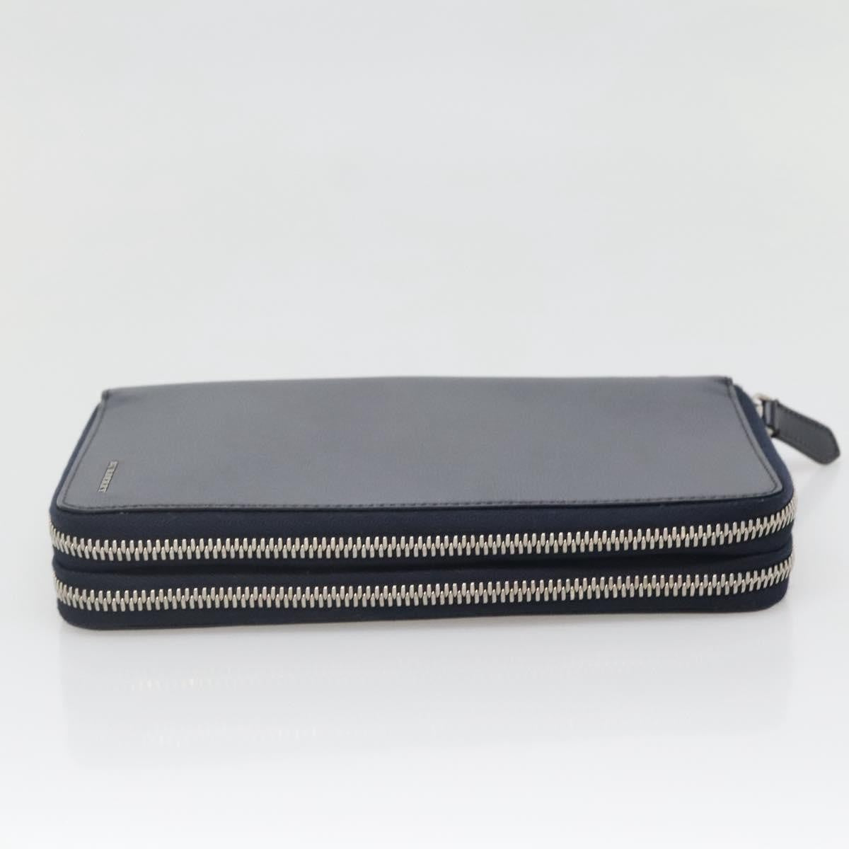 Burberry Reeves Double Zip Organizer Wallet Leather, NAVY, LEATHER, Wallets