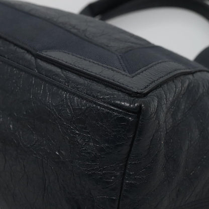 Balenciaga Navy Cabas Leather, BLACK, LEATHER, Tote bag