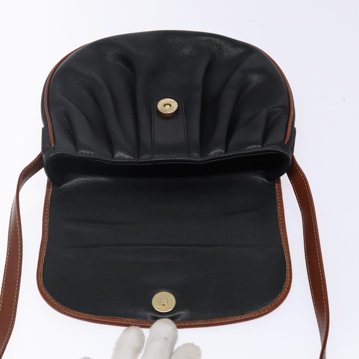 Celine Vintage Triomphe Shoulder Bag Leather, BLACK, LEATHER, Shoulder bag