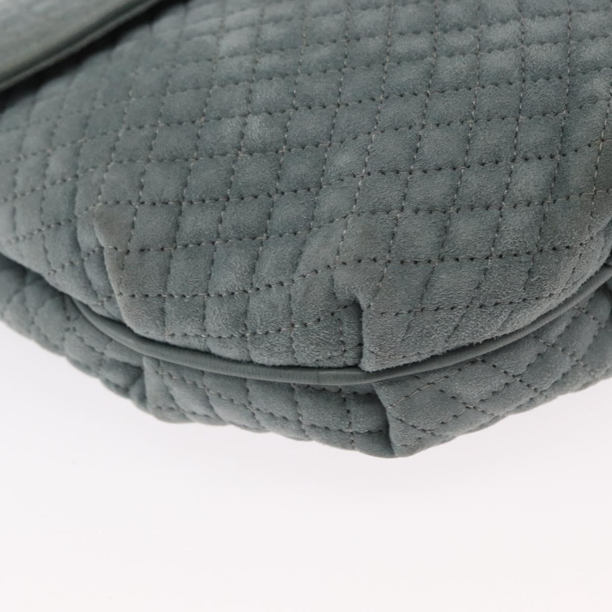 Bally Vintage Chain Shoulder Bag Quilted Suede, GRAY, SUEDE, Shoulder bag