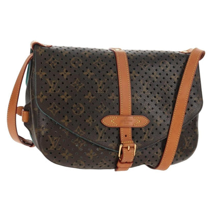 Louis Vuitton Flore Saumur Handbag Perforated Monogram Canvas, BROWN, CANVAS, Shoulder bag
