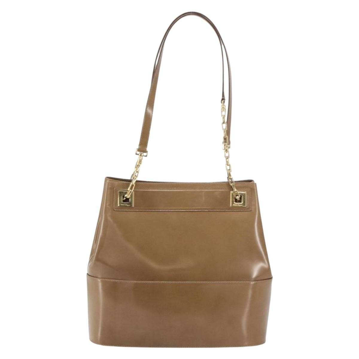 Salvatore Ferragamo Vintage Shoulder Bag Patent leather, BEIGE, PATENT_LEATHER, Shoulder bag