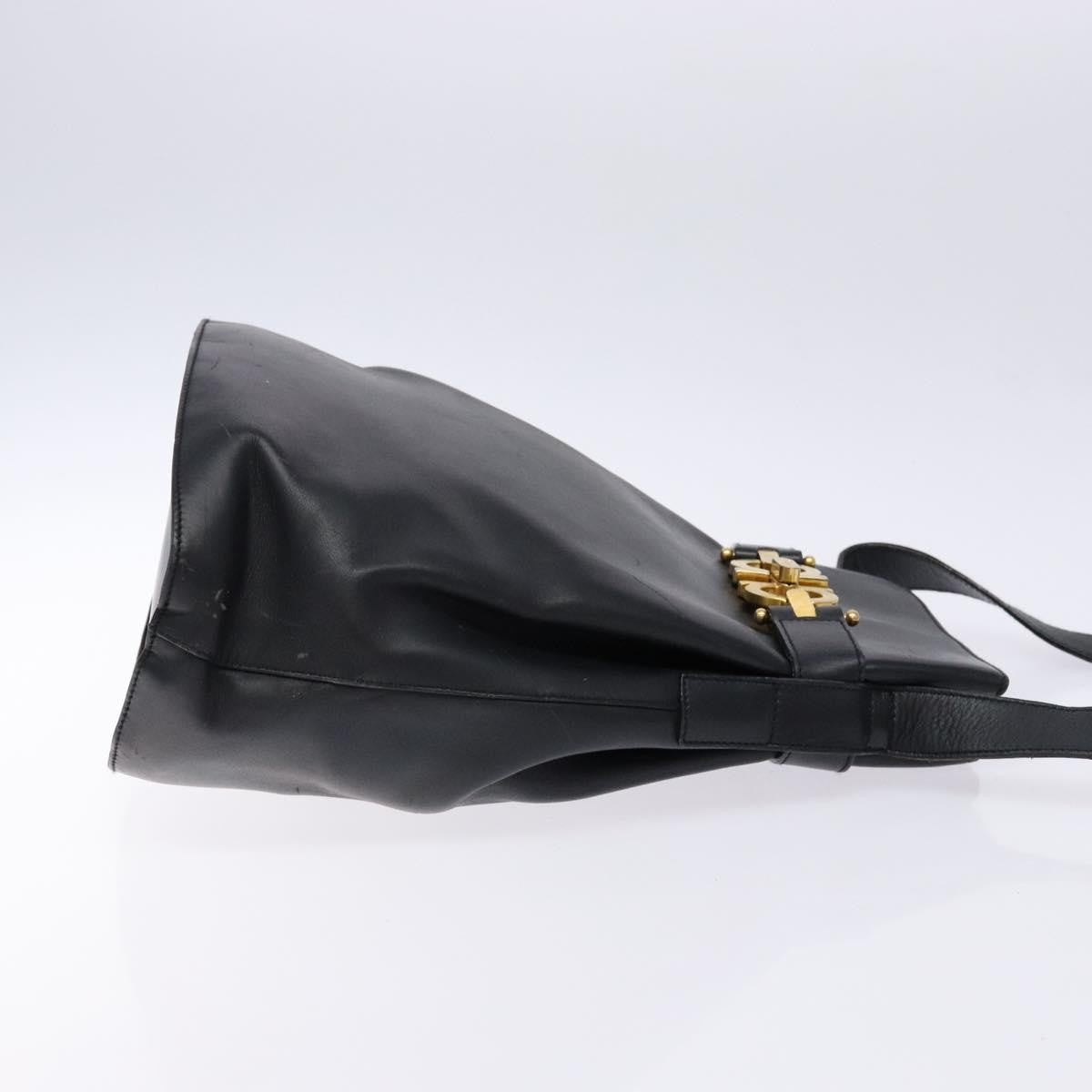 Salvatore Ferragamo Gancini Shoulder Bag Leather, BLACK, LEATHER, Shoulder bag