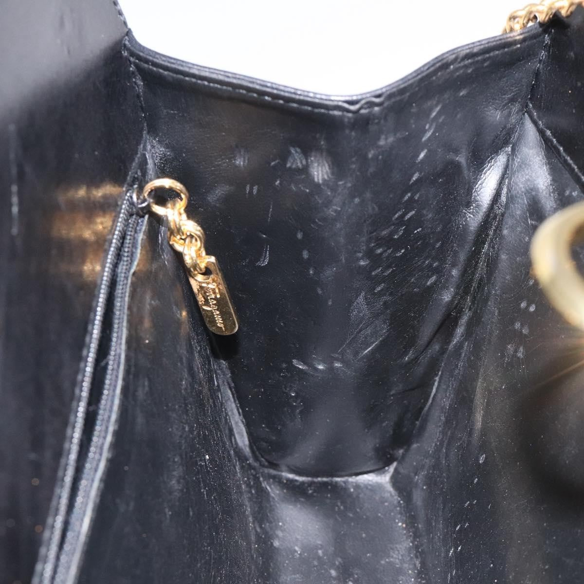 Salvatore Ferragamo Gancini Shoulder Bag Leather, BLACK, LEATHER, Shoulder bag