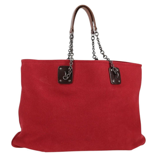 Bottega Veneta Double Chain Tote Canvas, RED, CANVAS, Tote bag