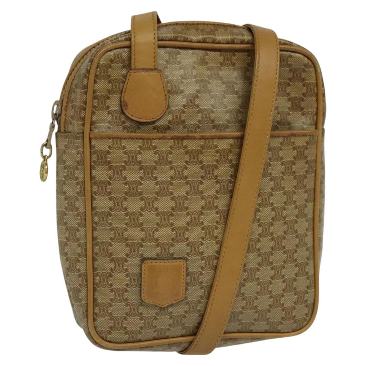 Celine Vintage Macadam Shoulder Bag Canvas, BEIGE, CANVAS, Shoulder bag