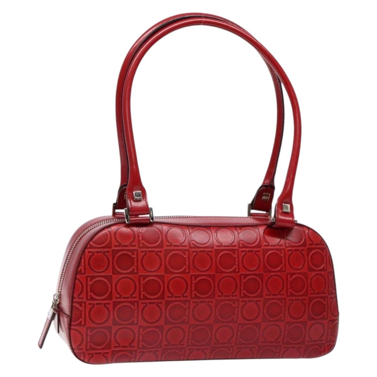 Salvatore Ferragamo Gancini Shoulder Bag Leather, RED, LEATHER, Shoulder bag