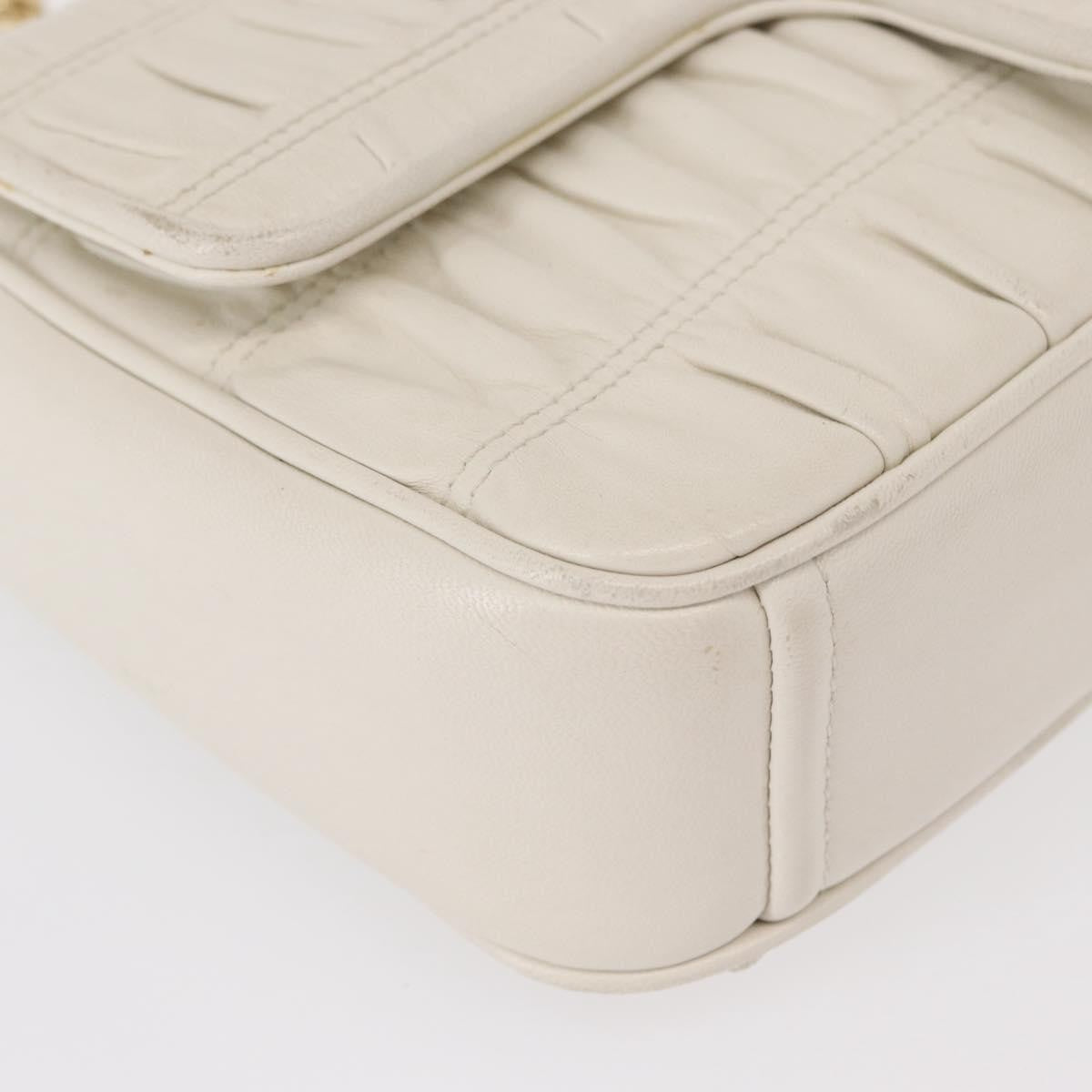 Prada Chain Flap Shoulder Bag Nappa Gaufre, WHITE, LEATHER, Shoulder bag