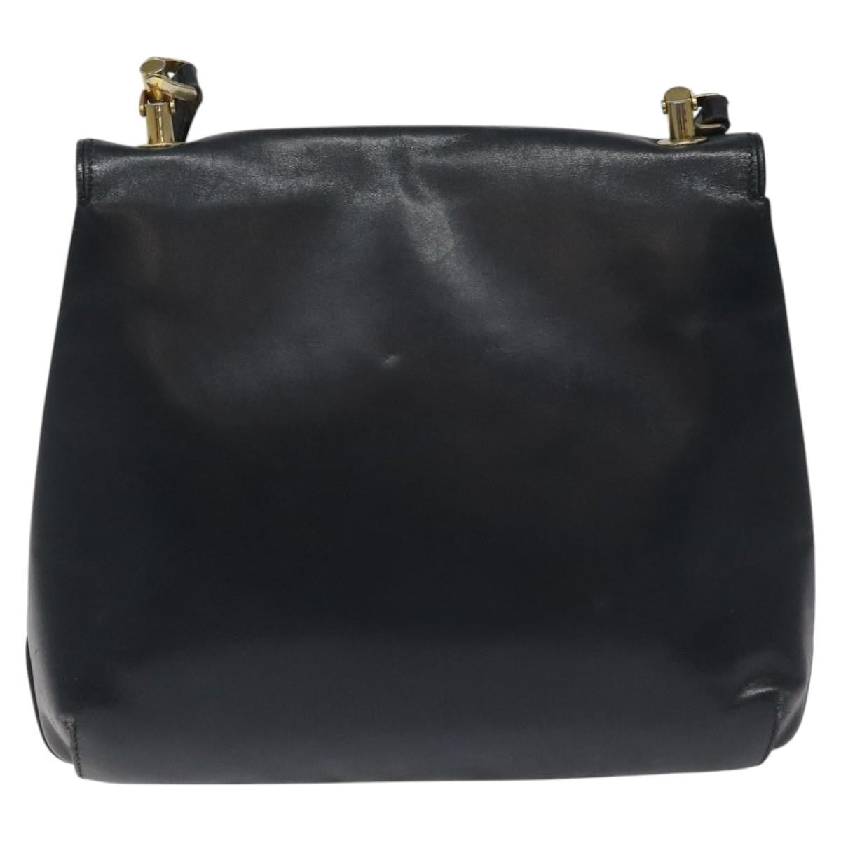 Gucci Vintage Shoulder Bag Leather, NAVY, LEATHER, Shoulder bag