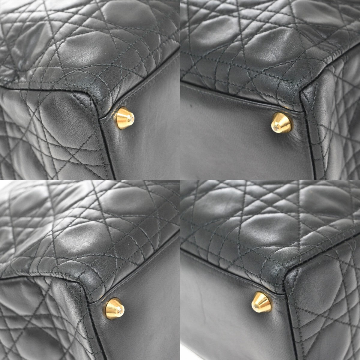 Christian Dior Vintage Lady Dior Bag Cannage Quilt Lambskin, BLACK, LEATHER, Handbag