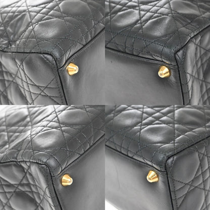 Christian Dior Vintage Lady Dior Bag Cannage Quilt Lambskin, BLACK, LEATHER, Handbag
