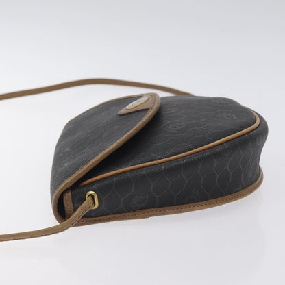 Christian Dior Vintage Honeycomb Flap Crossbody Bag Coated Canvas, BLACK, CANVAS, Crossbody bag