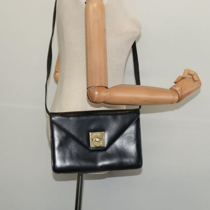 Celine Envelope Shoulder Bag Leather, BLACK, LEATHER, Shoulder bag