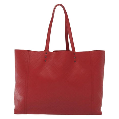 Bottega Veneta Intrecciomirage Tote Leather, RED, LEATHER, Tote bag