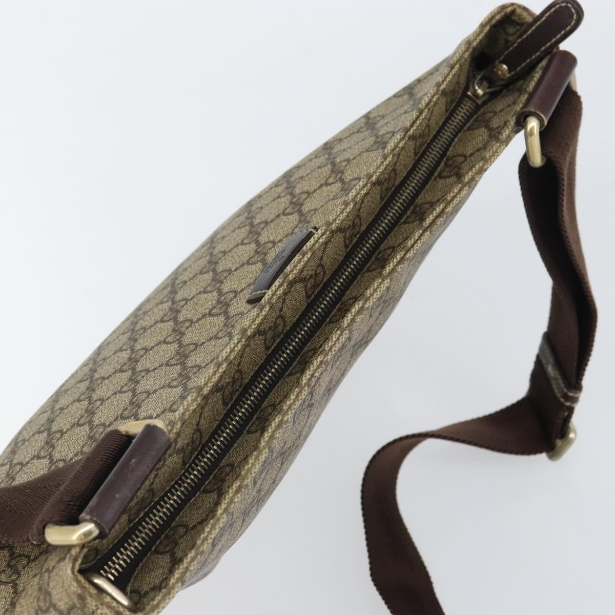Gucci Zip Top Messenger Bag GG Coated Canvas, BEIGE, PVC, Shoulder bag