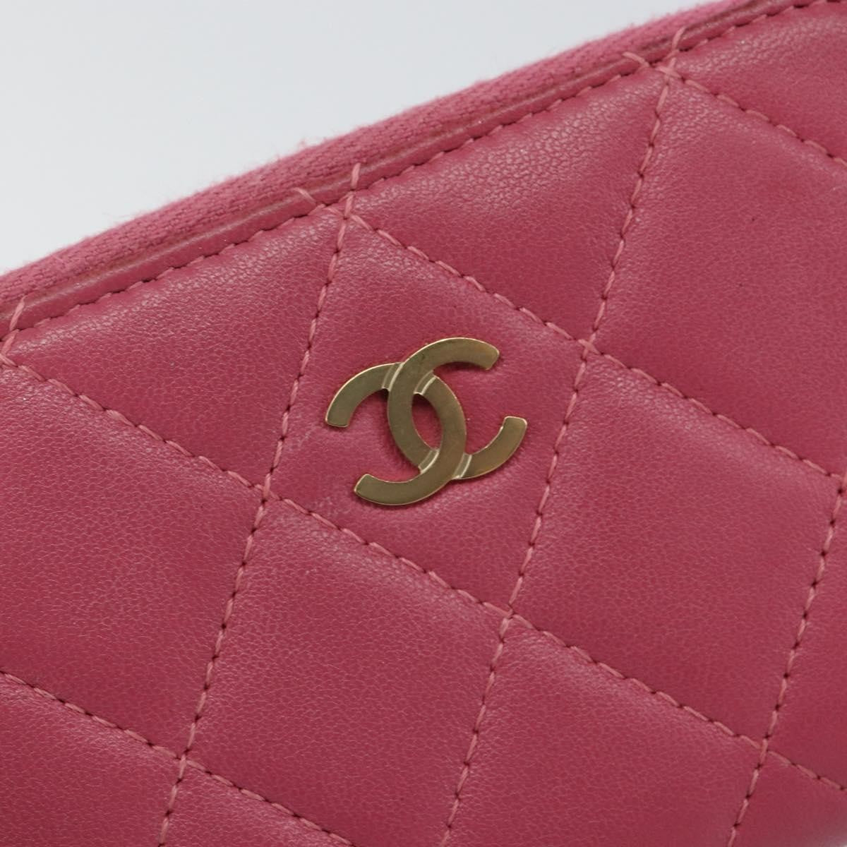 Chanel So Black CC Zip Coin Purse Quilted Lambskin, PINK, LEATHER, Wallets