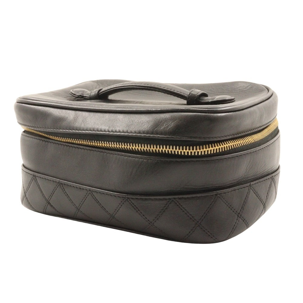 Chanel Vintage Cosmetic Case Lambskin, BLACK, LEATHER, Clutche & pouche