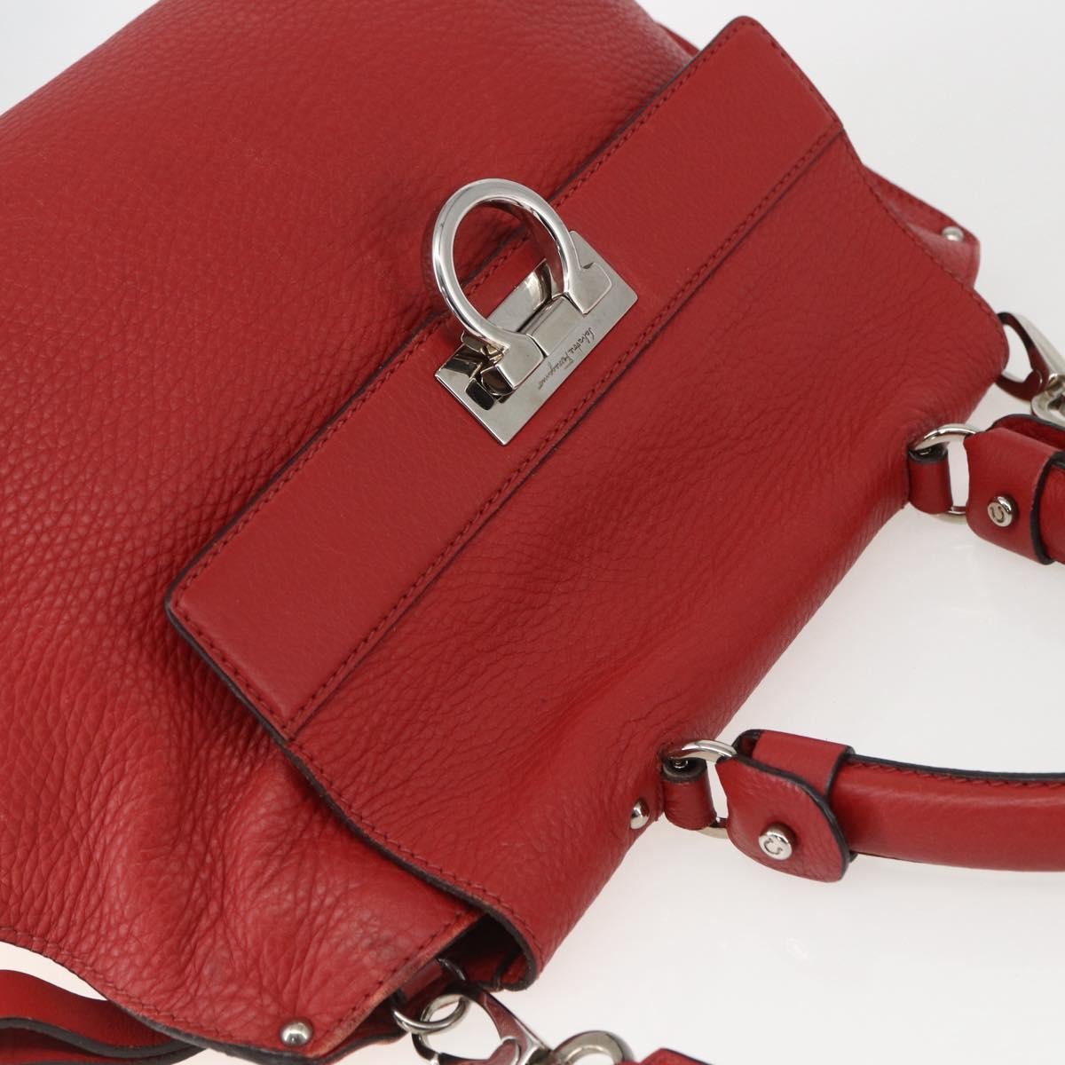Salvatore Ferragamo Sofia Satchel Grainy Leather, RED, LEATHER, Handbag