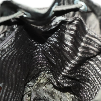 Prada Double Pocket Drawstring Backpack Nylon with Studded Detail, KHAKI, NYLON, Backpack