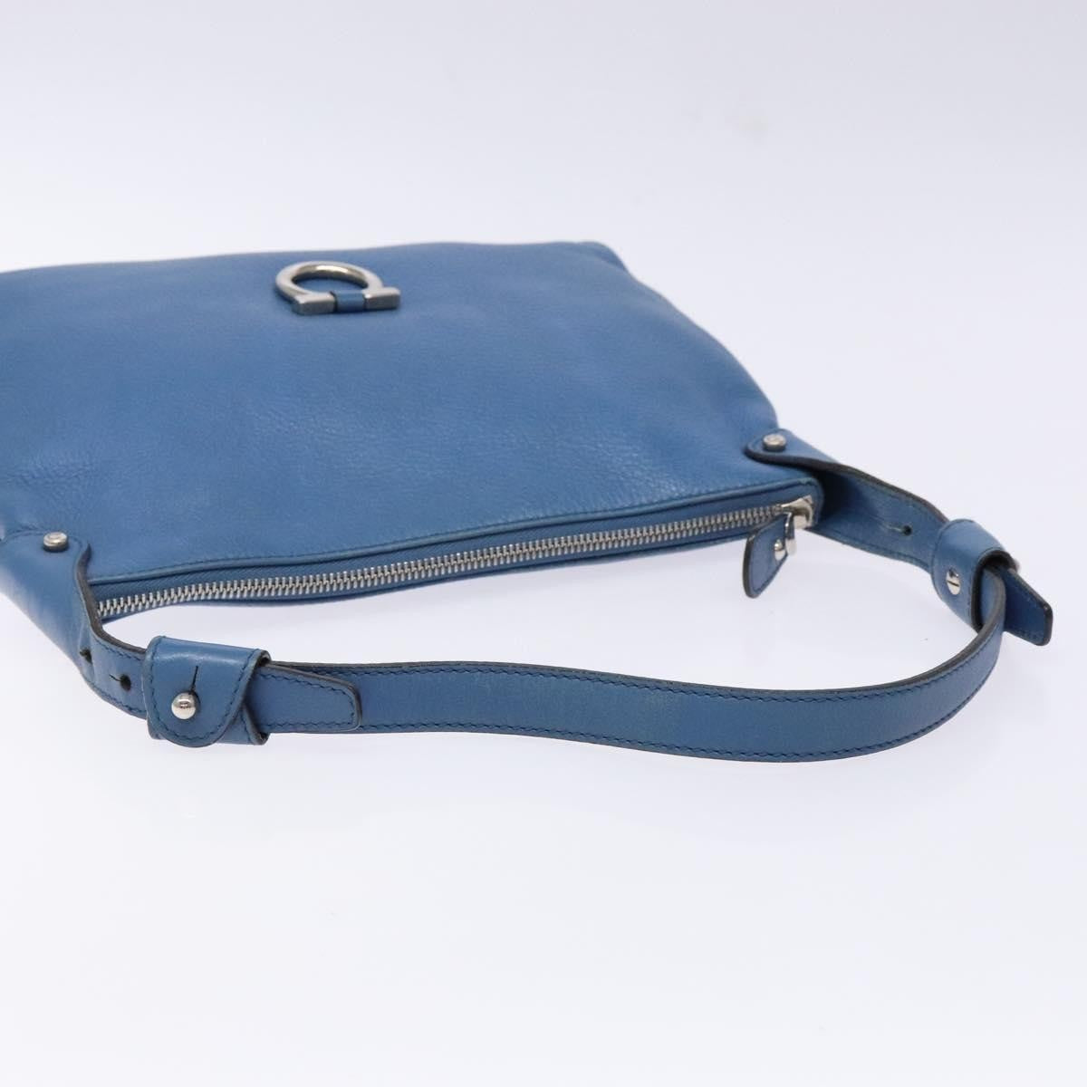 Salvatore Ferragamo Gancini Shoulder Bag Leather, BLUE, LEATHER, Shoulder bag