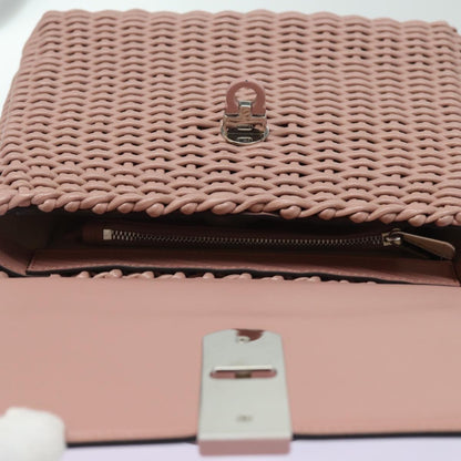 Salvatore Ferragamo Boxyz Top Handle Bag Woven Leather, PINK, LEATHER, Shoulder bag