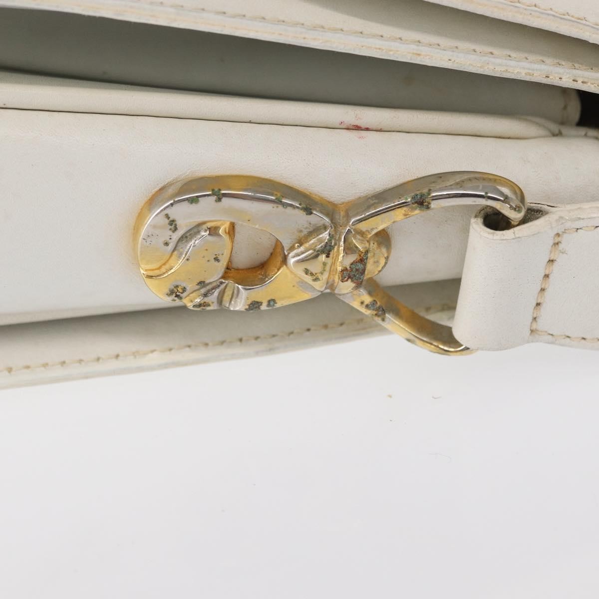 Celine Vintage Shoulder Bag Leather, WHITE, LEATHER, Shoulder bag