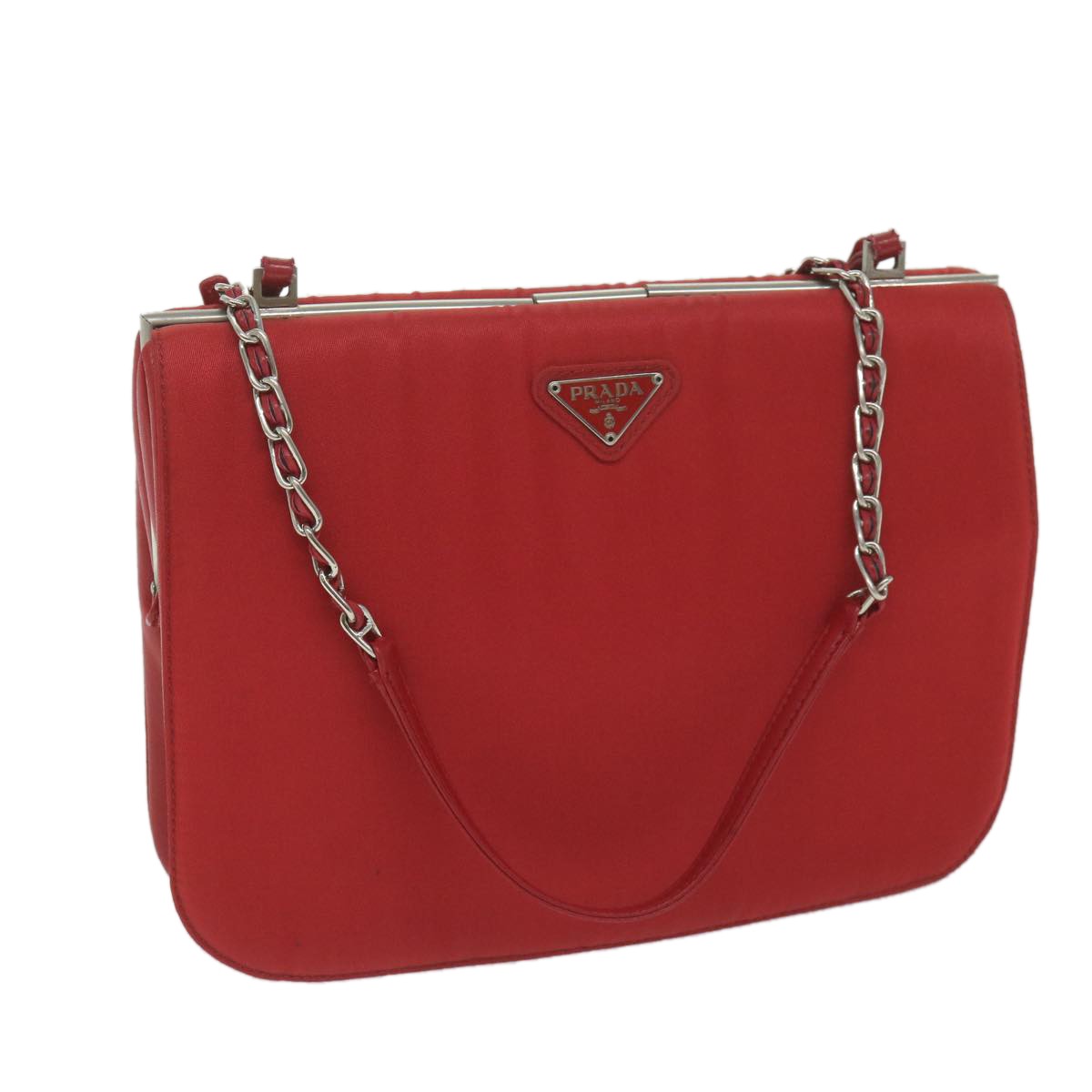 Prada Chain Shoulder Bag Tessuto, RED, NYLON, Shoulder bag