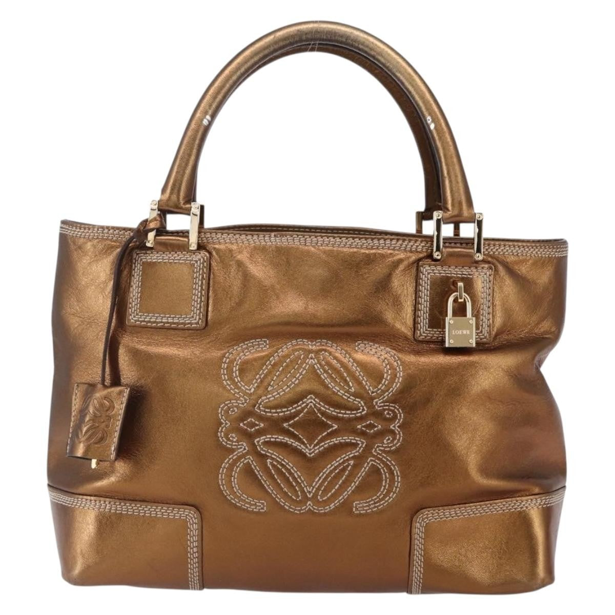 Loewe Vintage Anagram Tote Leather, METALLIC, LEATHER, Tote bag