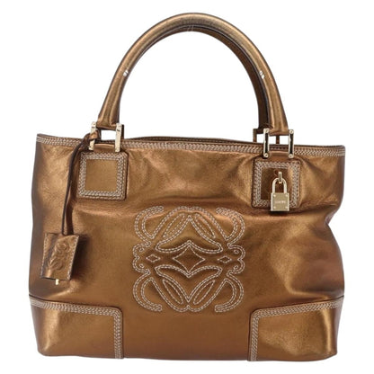 Loewe Vintage Anagram Tote Leather, METALLIC, LEATHER, Tote bag
