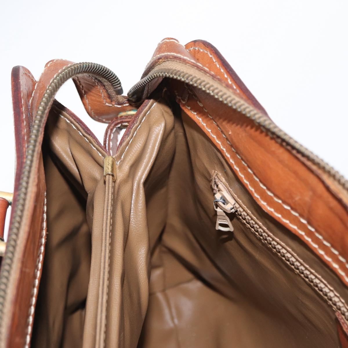 Celine Vintage Macadam Handbag Canvas and Leather, BROWN, CANVAS, Handbag