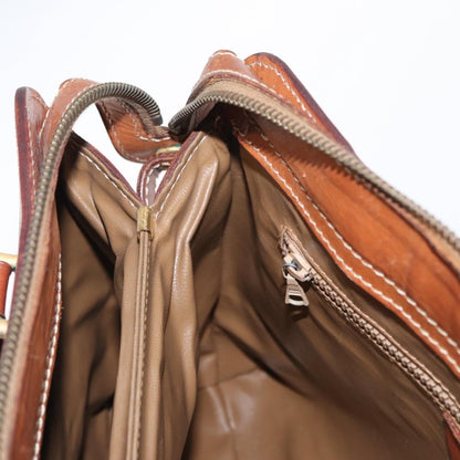 Celine Vintage Macadam Handbag Canvas and Leather, BROWN, CANVAS, Handbag