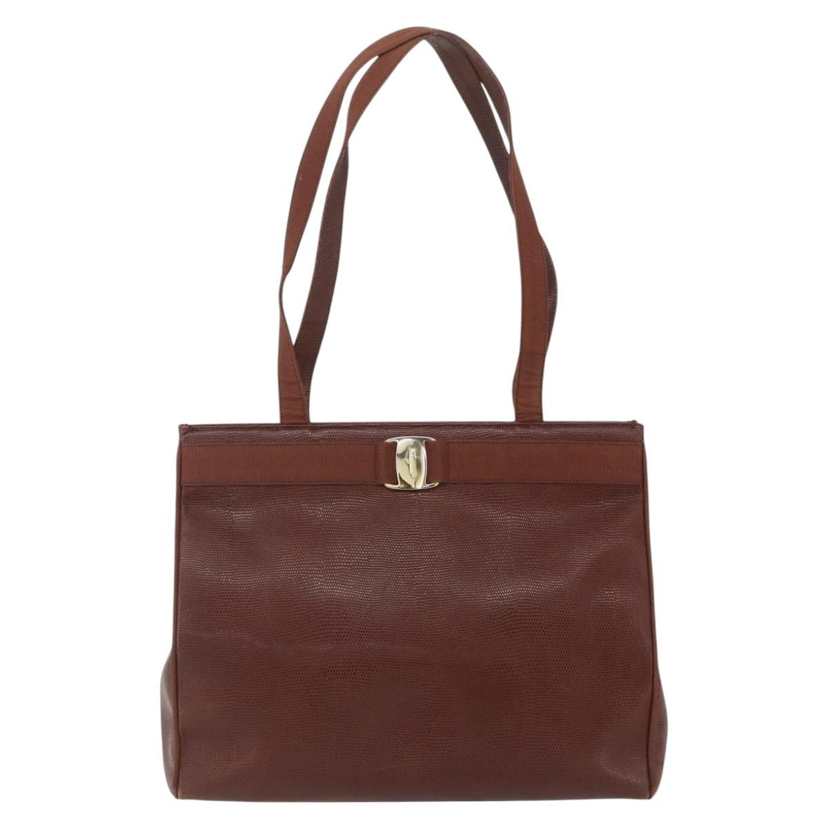 Salvatore Ferragamo Vala Shoulder Bag Leather, BROWN, LEATHER, Shoulder bag