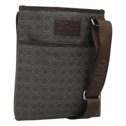 Salvatore Ferragamo Gancini Shoulder Bag Canvas, BROWN, CANVAS, Shoulder bag